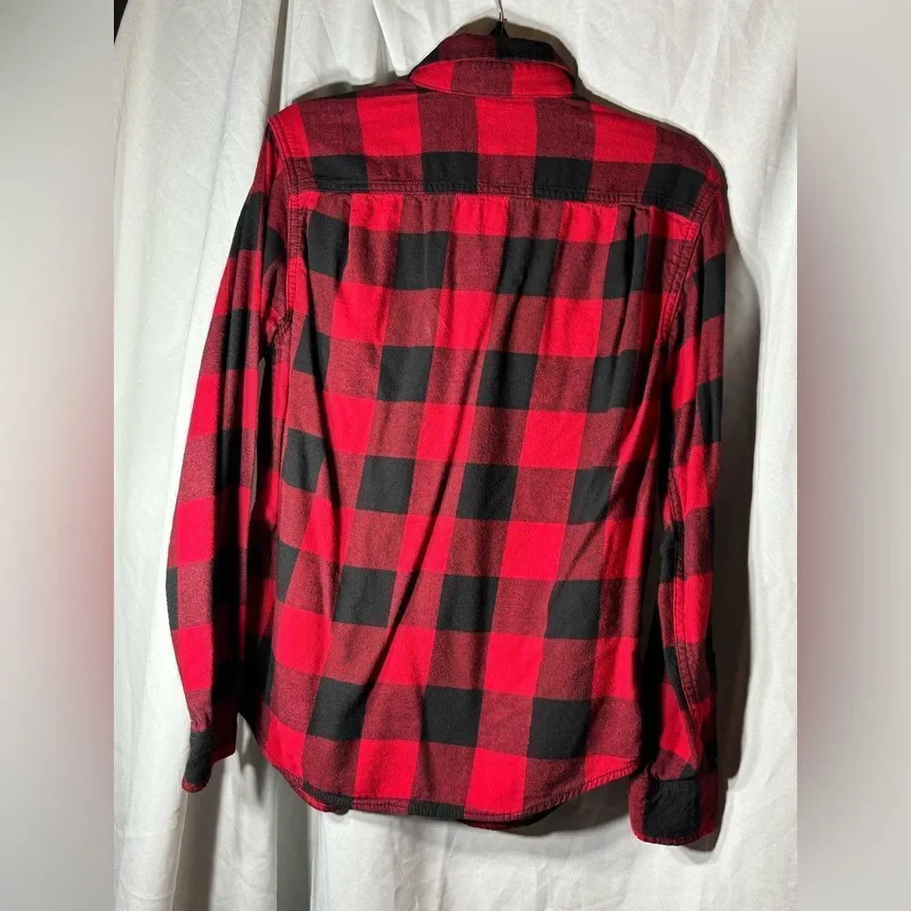 George Red Flannel Long Sleeve Button Down Shirt Size Medium 38-40 EPC